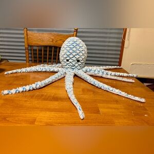Blue and White Plush Octopus